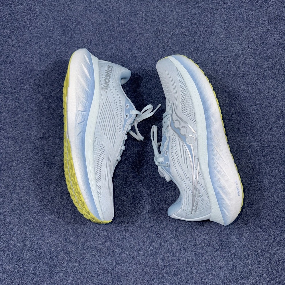 Saucony Women’s Light Blue Running Shoes with Yellow Sole